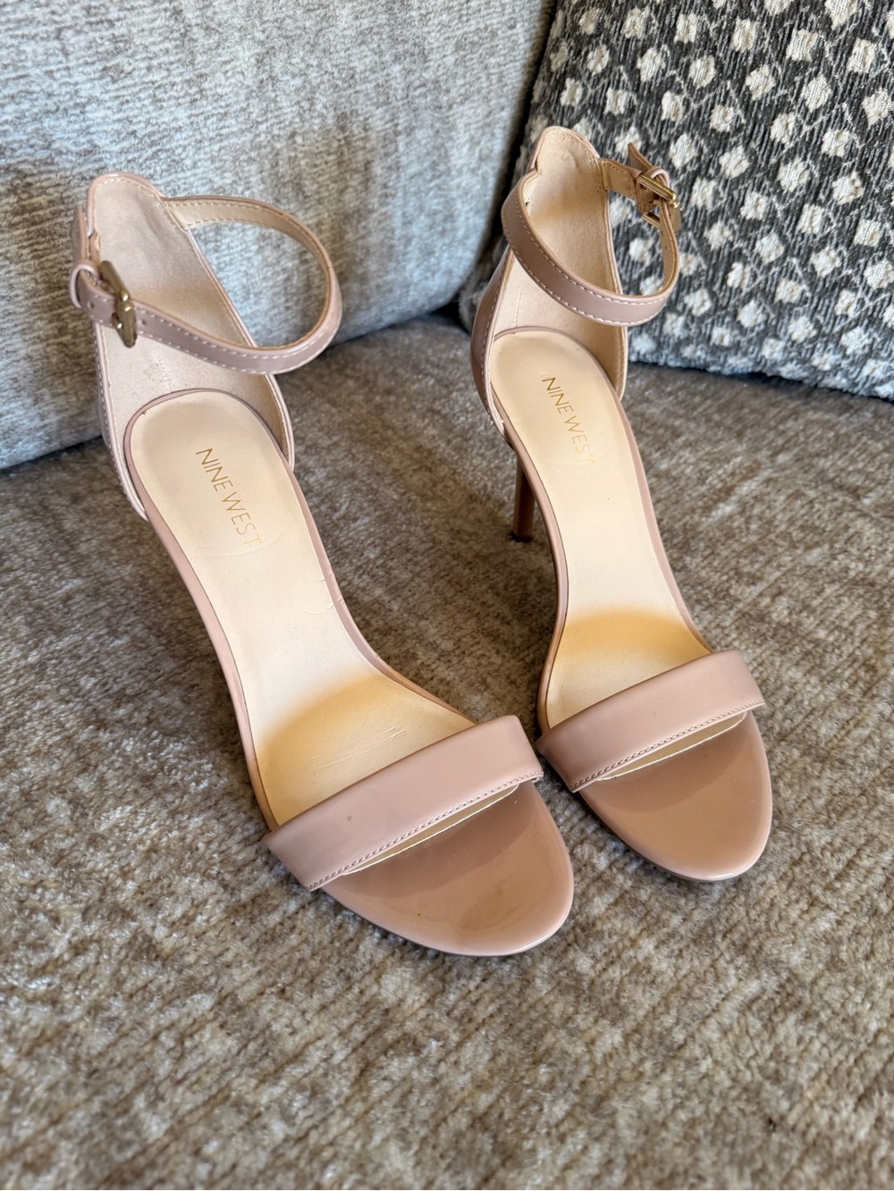 Nine West Women's Nude Ankle-Strap Heeled Sandals